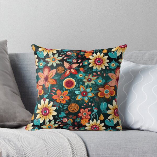 Item preview, Orange and Teal Flower Garden designed and sold by Driftwood Spirits.