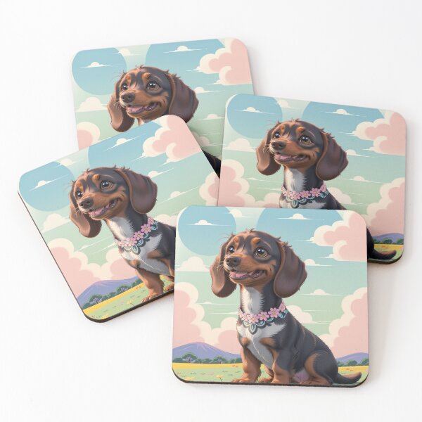 Item preview, Portrait adorable Dachshund dog beautiful colorful landscape designed and sold by Tio-Tecun.