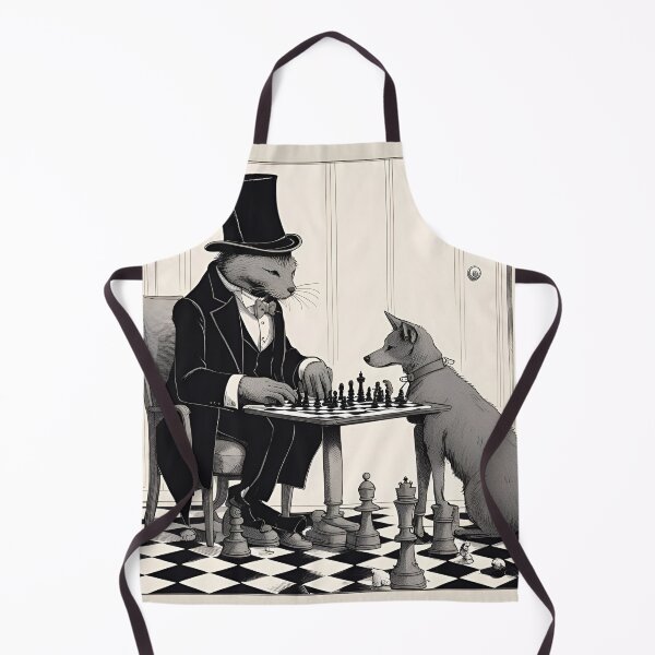 Item preview, cat playing chess with dog designed and sold by Catsicum.