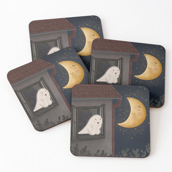 Item preview, Cute ghost and the moon designed and sold by ZeinalArt.