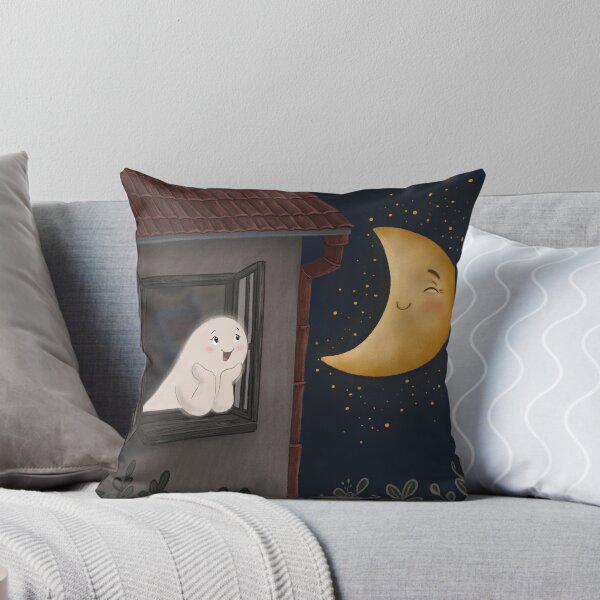 Item preview, Cute ghost and the moon designed and sold by ZeinalArt.