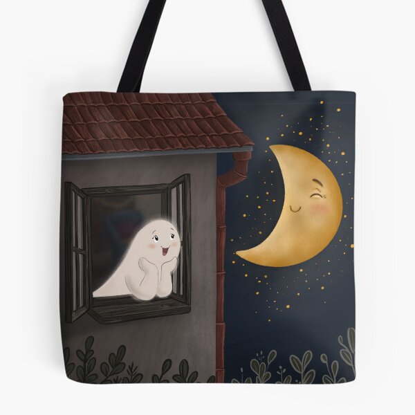 Item preview, Cute ghost and the moon designed and sold by ZeinalArt.