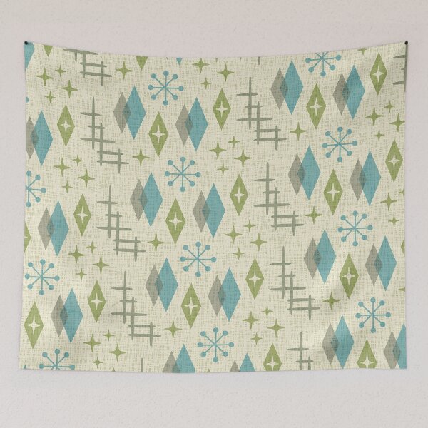 Item preview, Mid Century Modern Googie Starburst Pattern 121 Mid Mod Blue Gray and Green designed and sold by tonymagnerart.