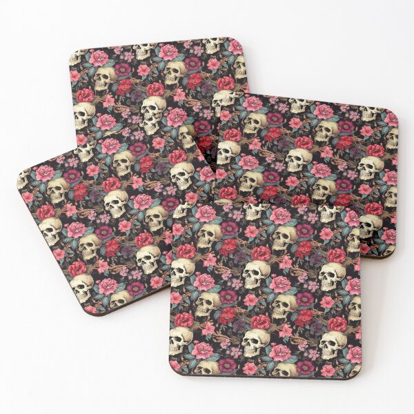 Item preview, Floral Skulls And Crossbones Illustration designed and sold by Michele Bergh.