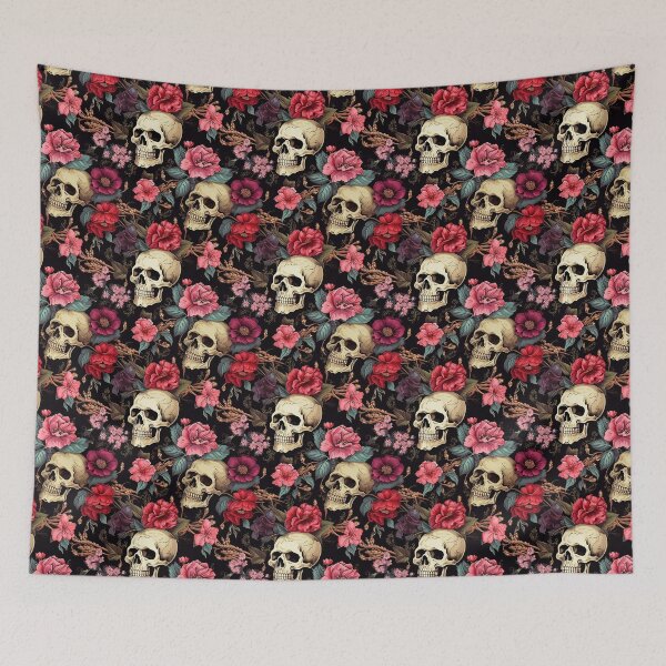 Item preview, Floral Skulls And Crossbones Illustration designed and sold by Michele Bergh.