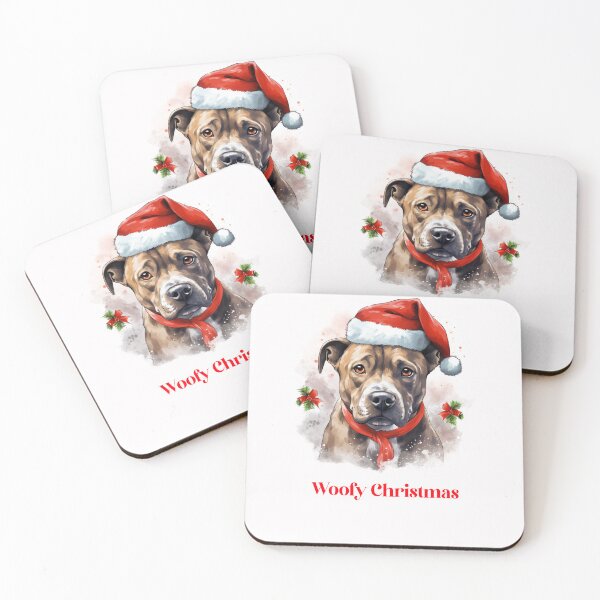 Item preview, American Staffordshire Terrier Christmas Dogs Woofy Christmas X-Mas designed and sold by OliveAndSnow.