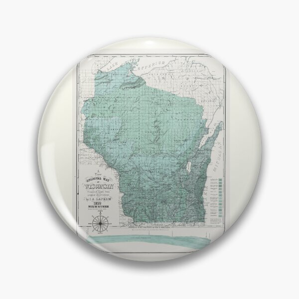 Item preview, Wisconsin State Map 1869 Green designed and sold by Jean Plout.