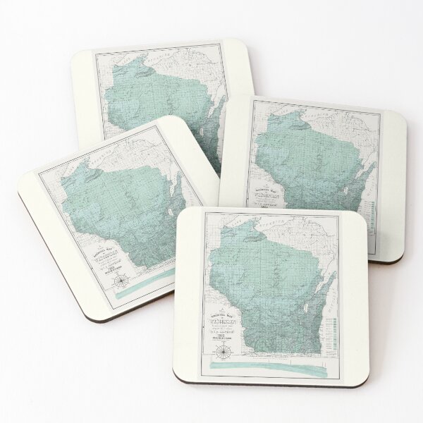 Item preview, Wisconsin State Map 1869 Green designed and sold by Jean Plout.