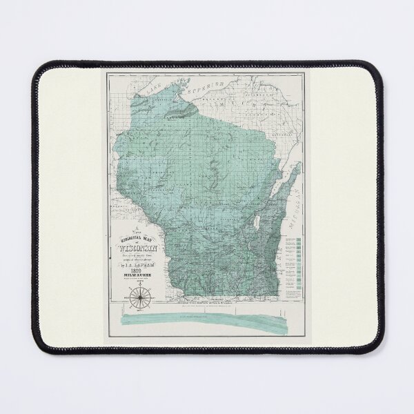 Item preview, Wisconsin State Map 1869 Green designed and sold by Jean Plout.