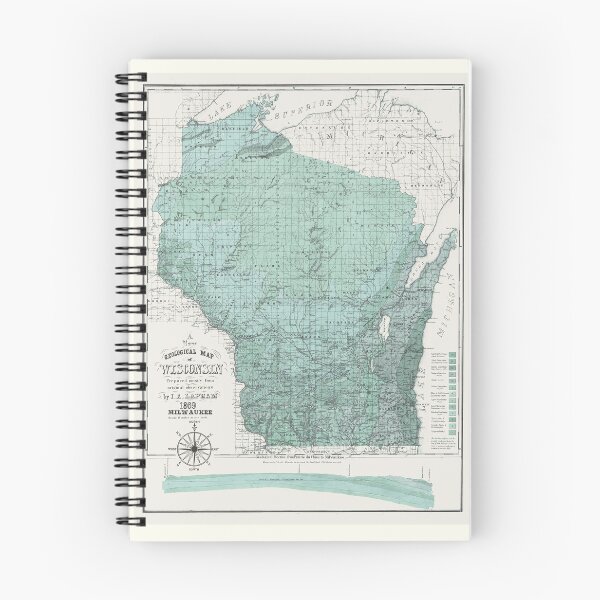 Item preview, Wisconsin State Map 1869 Green designed and sold by Jean Plout.