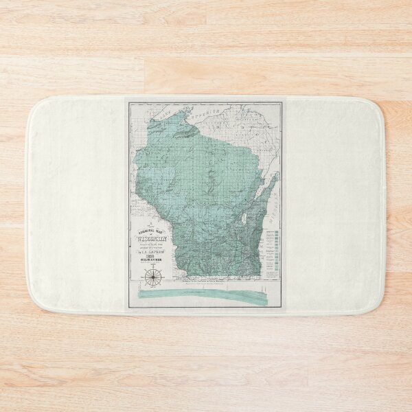 Item preview, Wisconsin State Map 1869 Green designed and sold by Jean Plout.