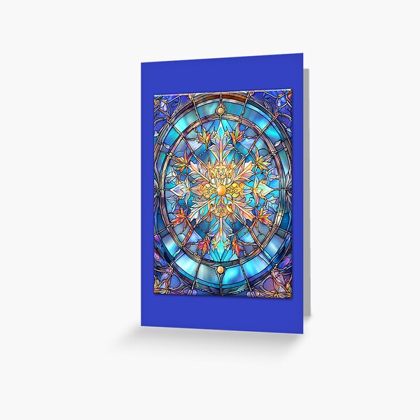 Item preview, Stained Glass Snowflake Christmas Greeting Card Holiday Design designed and sold by LaRoach Digital Arts.