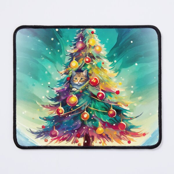 Item preview, Cat Hiding in a Christmas Tree designed and sold by ArtFactoryAI.