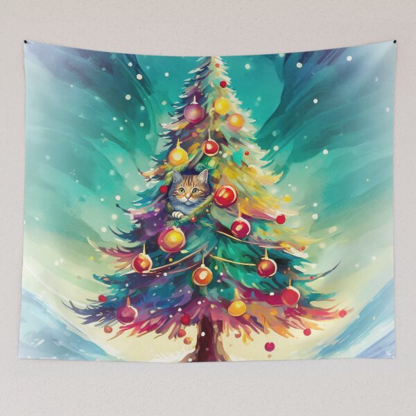 Item preview, Cat Hiding in a Christmas Tree designed and sold by ArtFactoryAI.