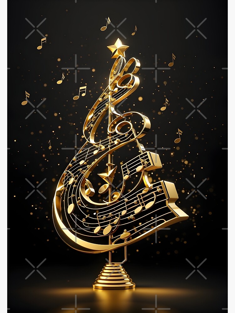 Sapin de Noël avec notes de musique et coeur | Carte de vœux