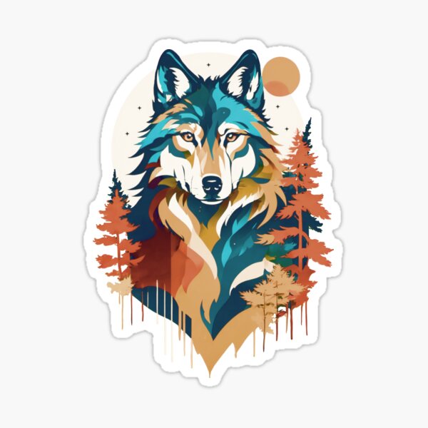 Wolf Shirt Wednesday - Pastel Fall Wolf Sticker