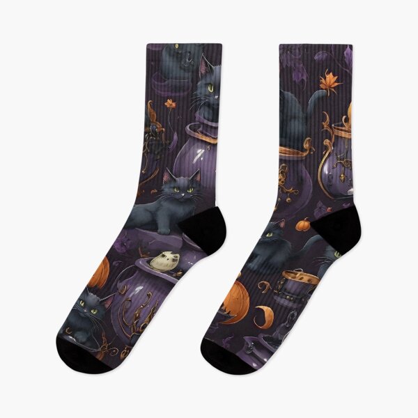 Item preview, Spooky Seamless Pattern with Black Cats, Cauldrons, and Potions designed and sold by Best-Art-32.