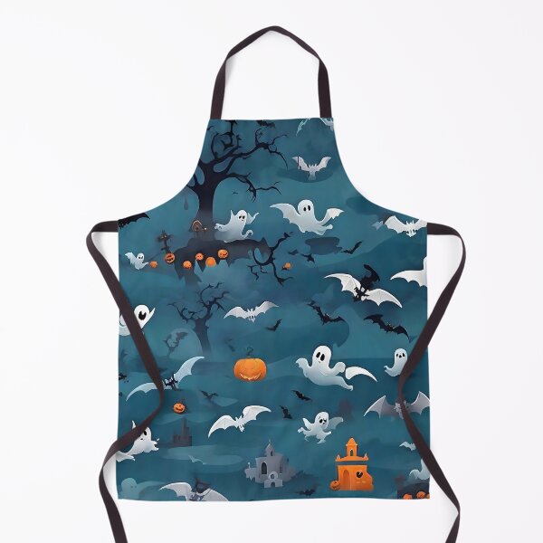 Item preview, Eerie Halloween Seamless Pattern with Ghosts, Bats, and Graveyard designed and sold by Best-Art-32.