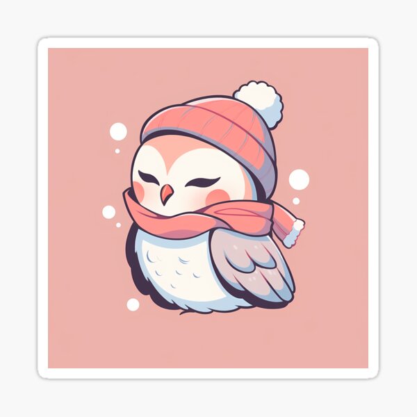 Artikelvorschau, Entzückende Kawaii niedliche Winter-Eule mit Mütze und Schal entworfen und verkauft von CGSGraphics.