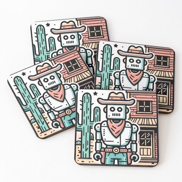 Item preview, Colorful Robot Outlaw in Desert Landscape designed and sold by OniumEth.