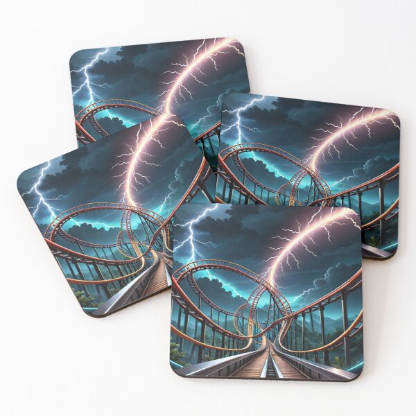 Item preview, For the Love of Roller Coasters - Scary Roller Coaster Tracks and Lightning - Roller Coaster to Nowhere designed and sold by Butler in the Home.