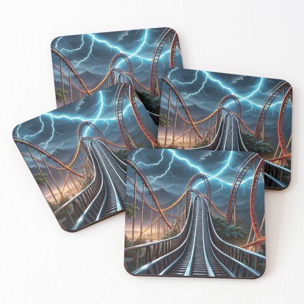 Item preview, For the Love of Roller Coasters - Scary Roller Coaster Tracks and Lightning - Roller Coaster to Nowhere designed and sold by Butler in the Home.