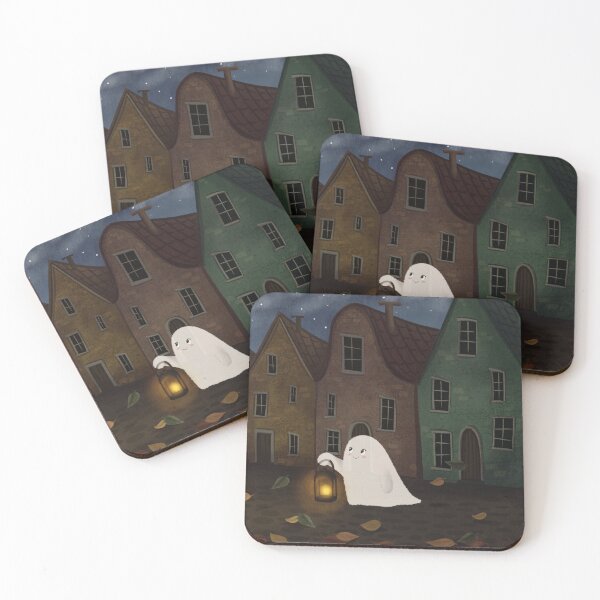 Item preview, Little ghost walking in the autumn city at night designed and sold by ZeinalArt.