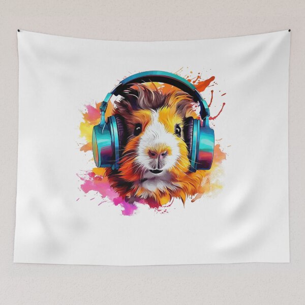 Item preview, Watercolor Headphones Funny Guinea Pig   designed and sold by ArtFromBeyond.