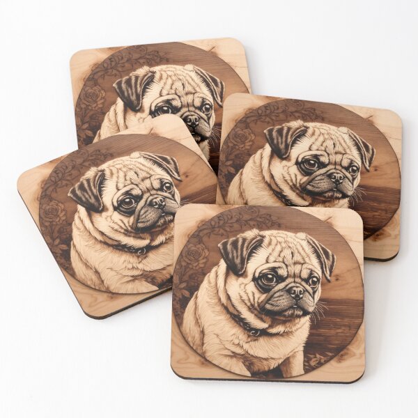 Item preview, Pug: The Playful Soul of Wood (Pyro Pets Art - 107) designed and sold by pyropetsart.