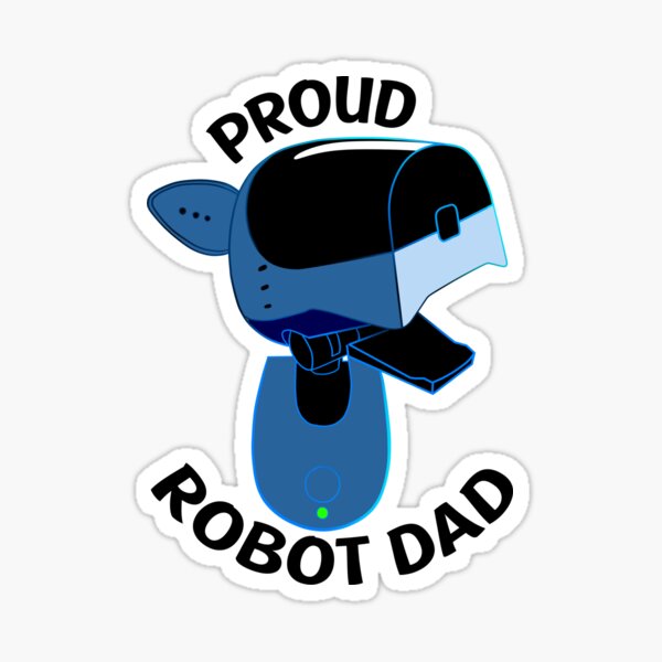 Vista previa del artículo con la obra «Orgulloso robot papá (texto negro)», diseñado y vendido por truemood.