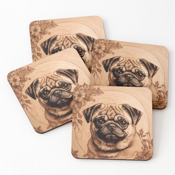 Item preview, Pug: The Playful Soul of Wood (Pyro Pets Art - 108) designed and sold by pyropetsart.