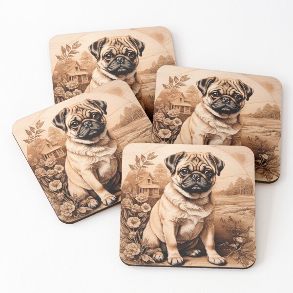 Item preview, Pug: The Playful Soul of Wood (Pyro Pets Art - 109) designed and sold by pyropetsart.