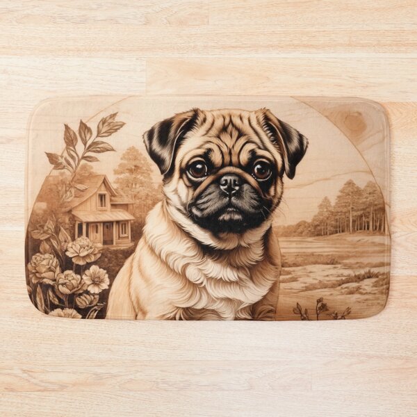 Item preview, Pug: The Playful Soul of Wood (Pyro Pets Art - 109) designed and sold by pyropetsart.