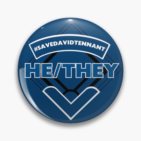 Item preview, Blue he/they pronoun badge designed and sold by fansmaskup.