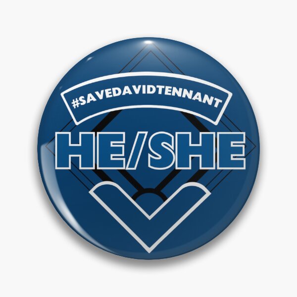 Item preview, Blue he/she pronoun badge designed and sold by fansmaskup.