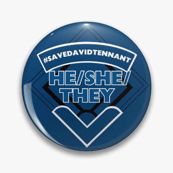 Item preview, Blue he/she/they pronoun badge designed and sold by fansmaskup.
