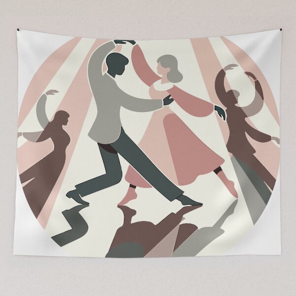 Item preview, Elegant Waltzing Couple Amidst Silhouette Dancers designed and sold by OniumEth.
