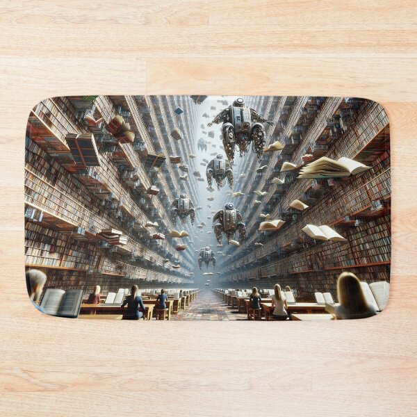Item preview, Boundless Knowledge - Floating Books and Robots  designed and sold by Newpixelland.
