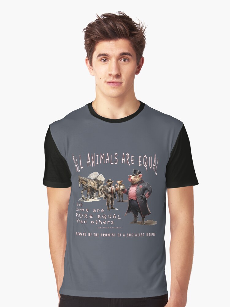 Thumbnail 1 of 5, Graphic T-Shirt, All Animals are Equal: Napoleon and Boxer designed and sold by omahacheeks.