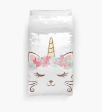 Vintage Kawaii Unicat, Kitty Kat, Einhorn, Blume Krone, süße Katze, Katze Party, Unikat Geschenk, süße Einhorn, Einhorn-Party, Einhorn, Frauen Bettbezug