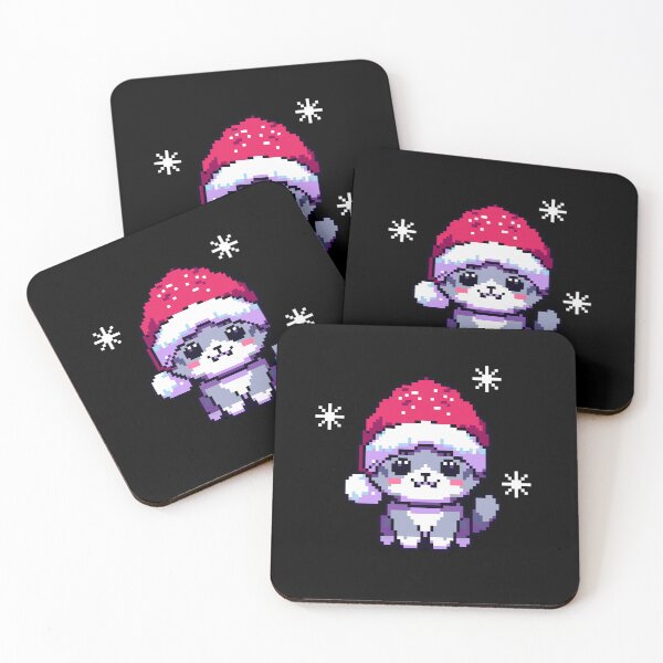 Item preview, Pixel art style cute cat in Santa Claus hat. designed and sold by MojaDoodles.