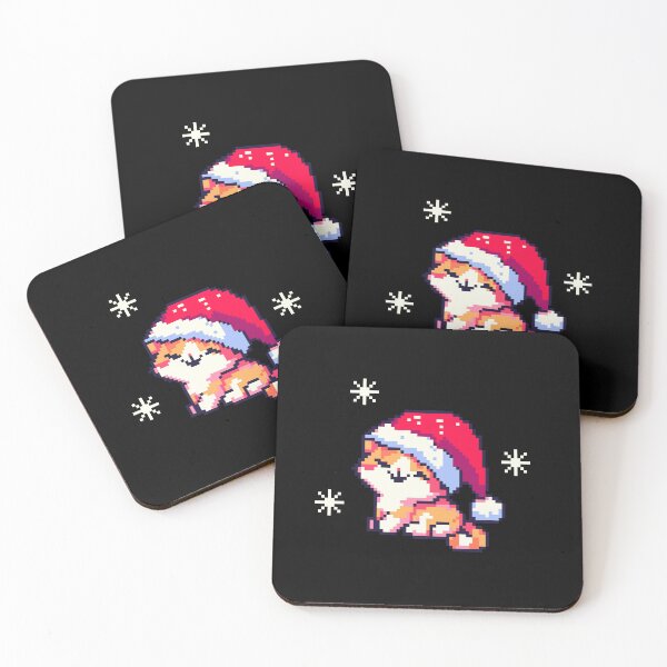 Item preview, Pixel art style cute cat in Santa Claus hat. designed and sold by MojaDoodles.