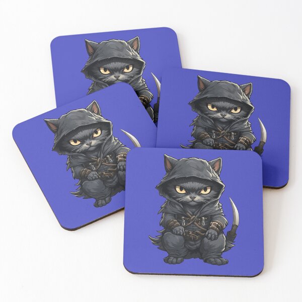 Aperçu de l'œuvre Autocollant chat ninja noir créée et vendue par ChrisM63.