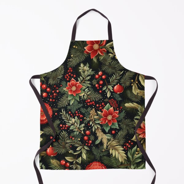 Item preview, Vintage Christmas Pattern with Red Poinsettia and Carnations designed and sold by AgathaZolastore.