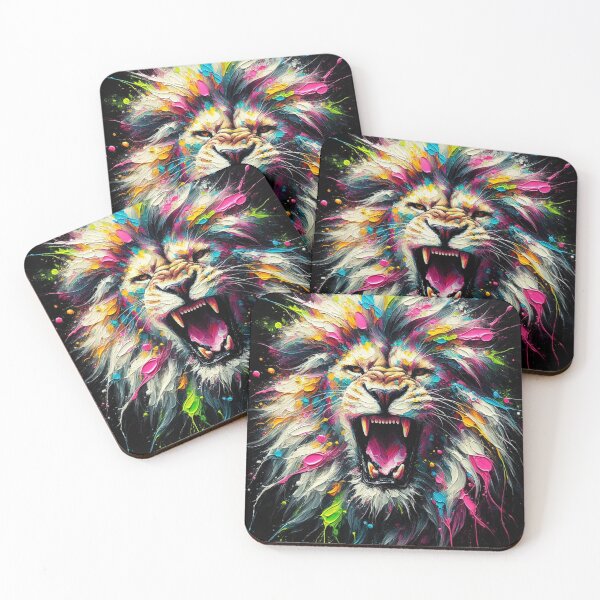 Item preview, Lion's Roar: Stunning Illustration on Black Background designed and sold by LIAMRIVIERART.