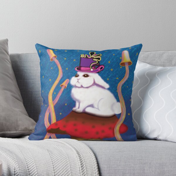 White Rabbit Throw Pillow