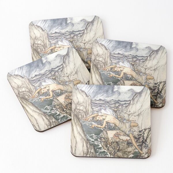 Item preview, Ariel and the King's Ship in Harbor - The Tempest, Arthur Rackham designed and sold by forgottenbeauty.