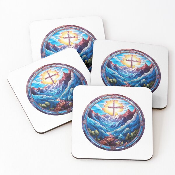 Item preview, Cross with mountains stained glass designed and sold by Seelenretter.
