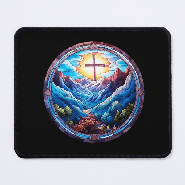 Item preview, Cross with mountains stained glass designed and sold by Seelenretter.