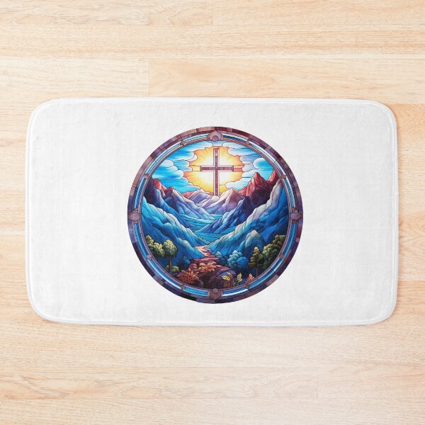 Item preview, Cross with mountains stained glass designed and sold by Seelenretter.